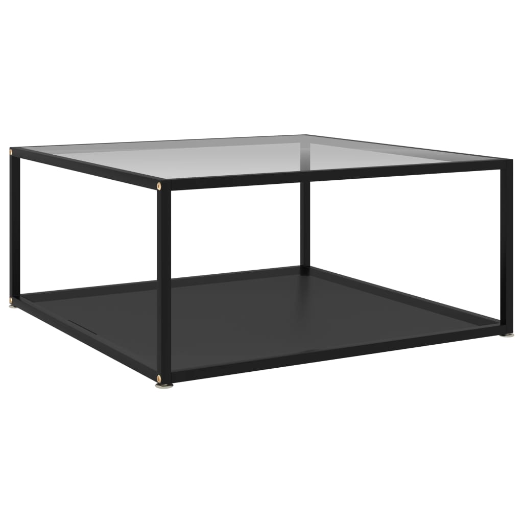 Black tempered glass coffee table 60x60x35 cm