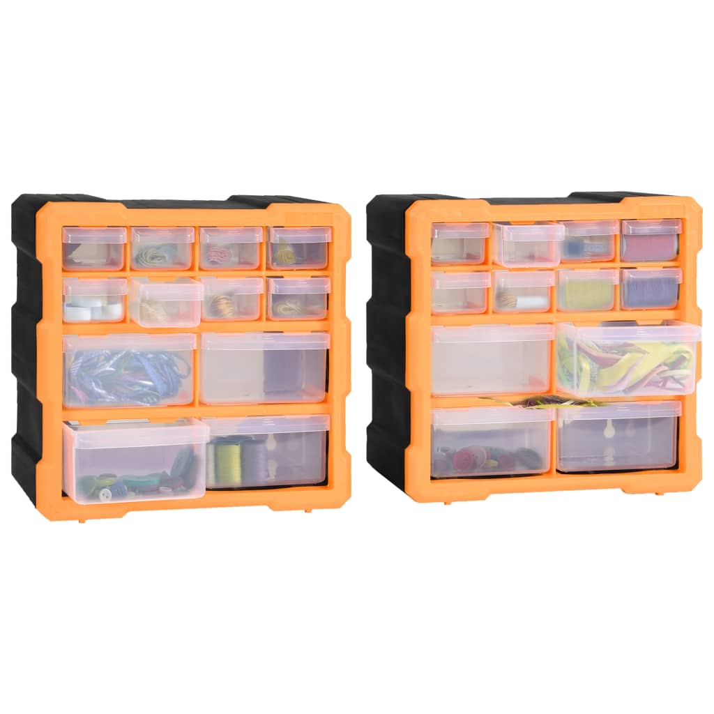 Organizadores multicajones con 12 cajones 2 uds 26,5x16x26 cm