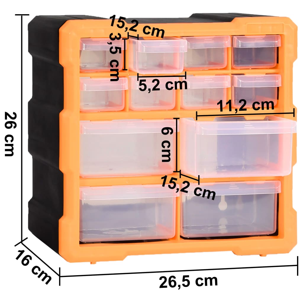 Organizadores multicajones con 12 cajones 2 uds 26,5x16x26 cm