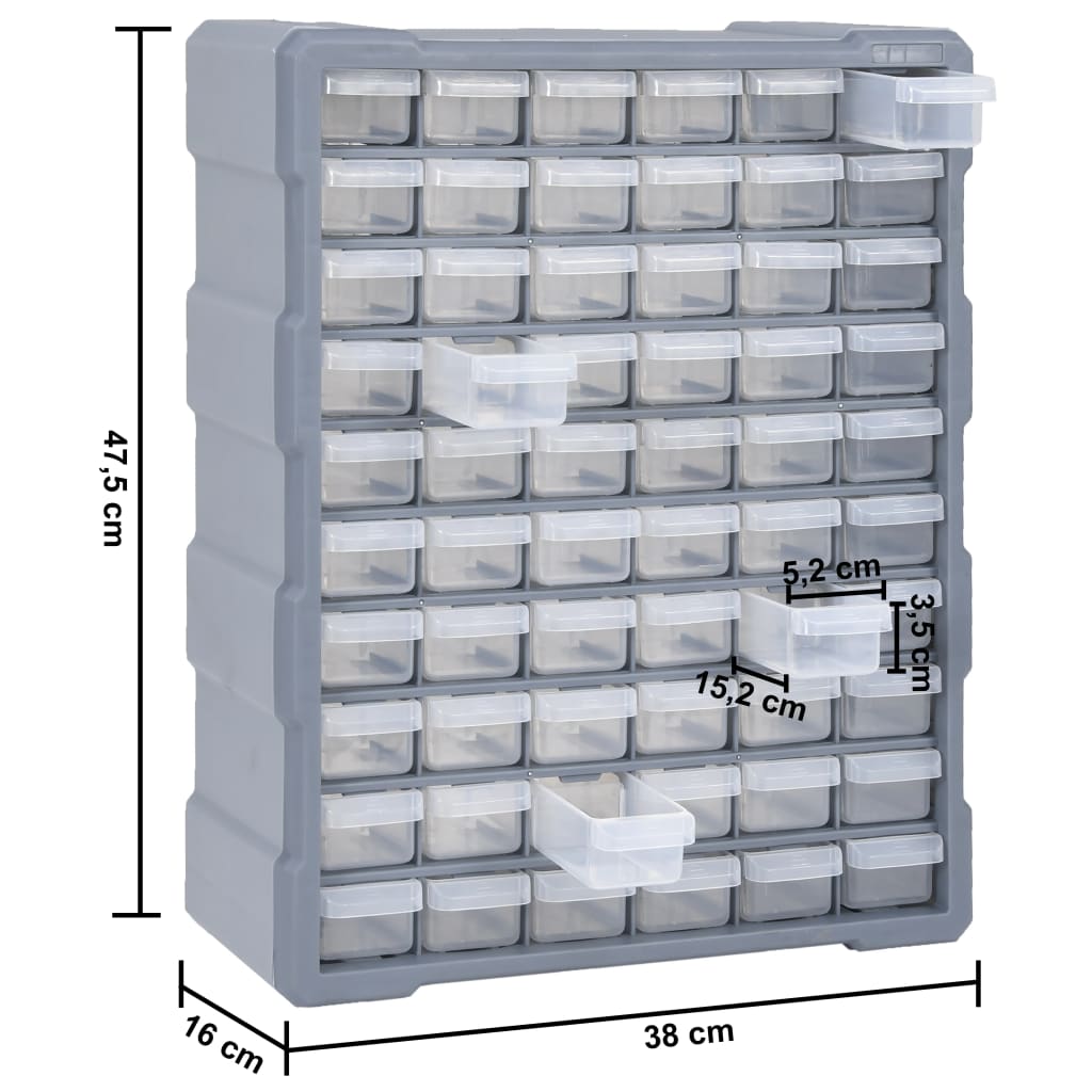 Organizador multicajones con 60 cajones 38x16x47,5 cm