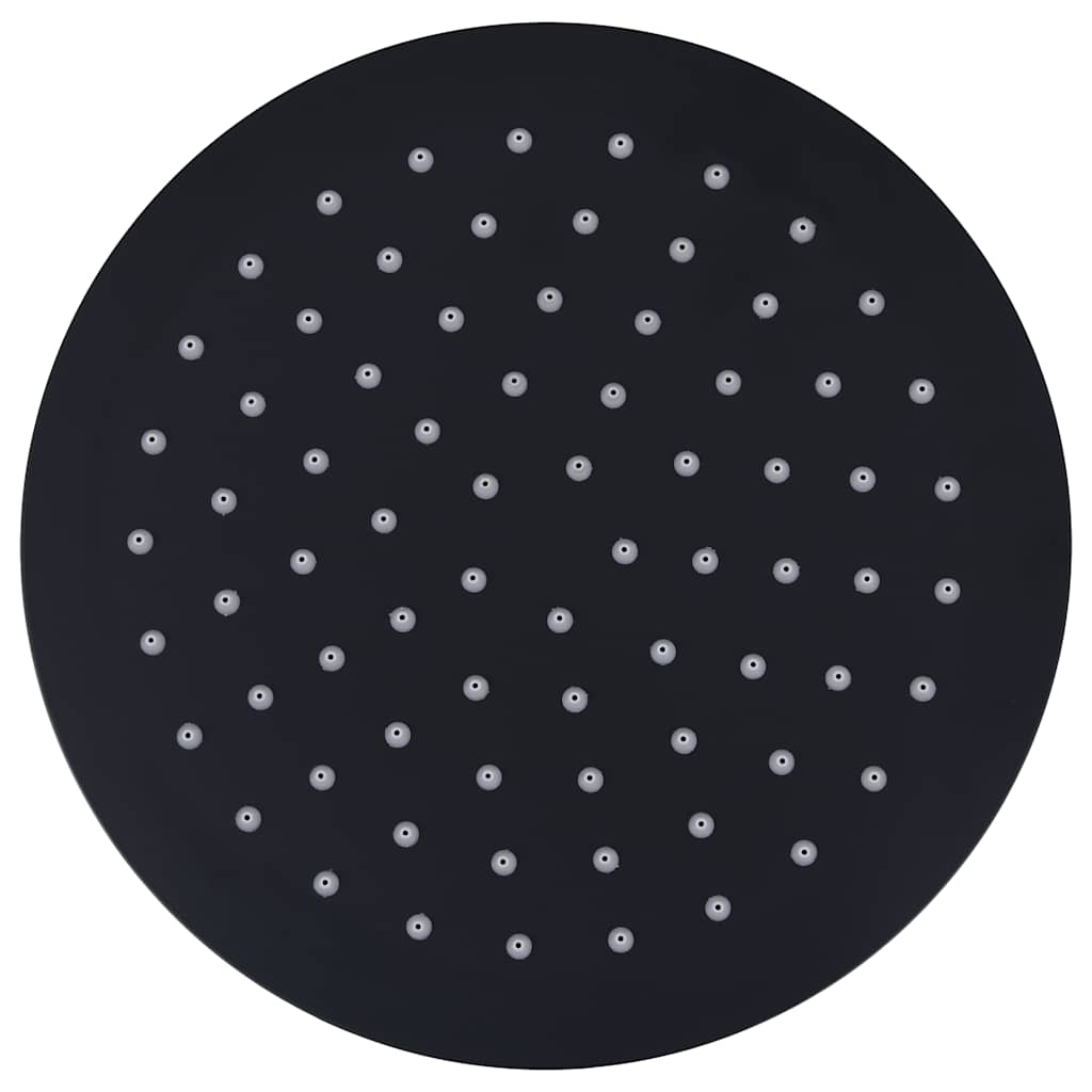 Cabezal de ducha efecto lluvia acero inox redondo negro 20 cm