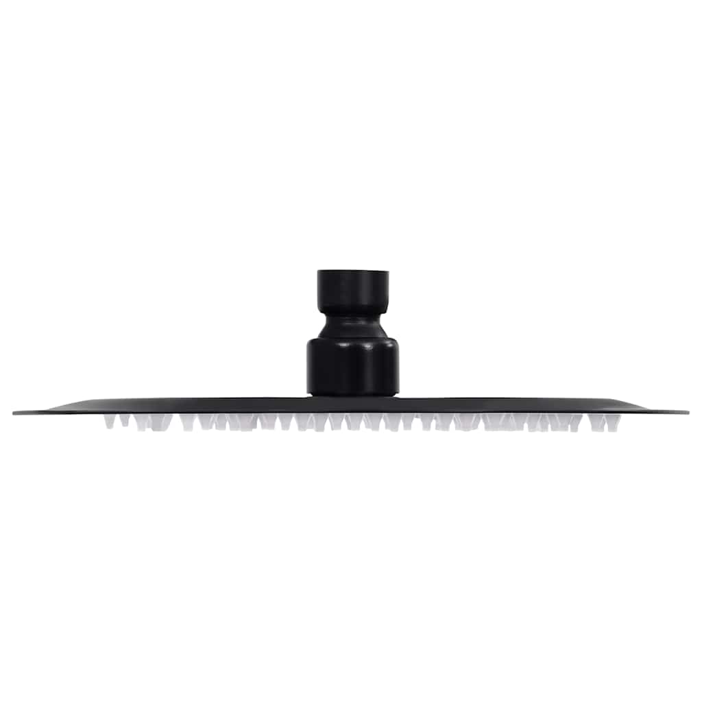 Cabezal de ducha efecto lluvia acero inox redondo negro 20 cm