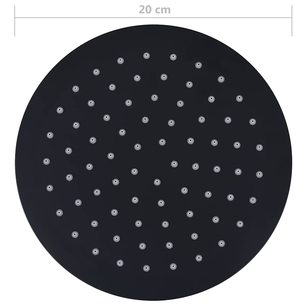 Cabezal de ducha efecto lluvia acero inox redondo negro 20 cm