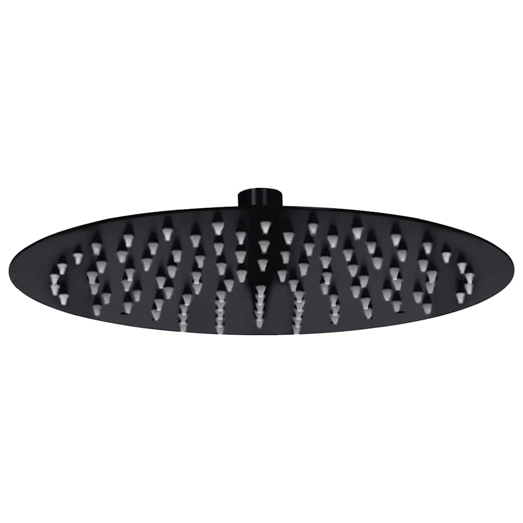 Cabezal de ducha efecto lluvia acero inox redondo negro 20 cm