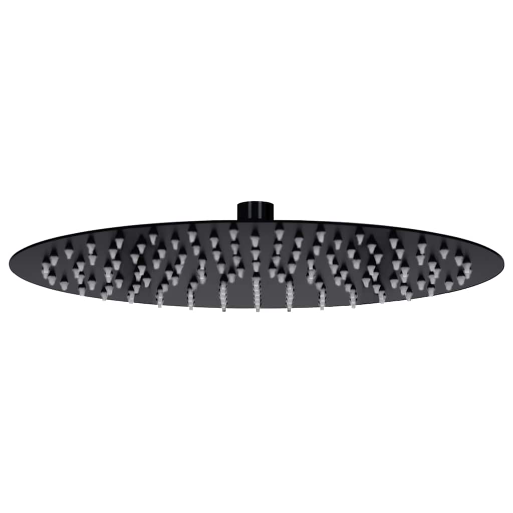 Cabezal de ducha efecto lluvia acero inox redondo negro 20 cm