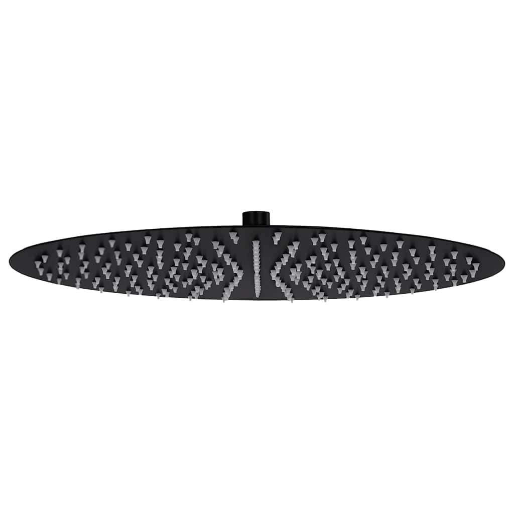 Cabezal de ducha efecto lluvia acero inox redondo negro 20 cm