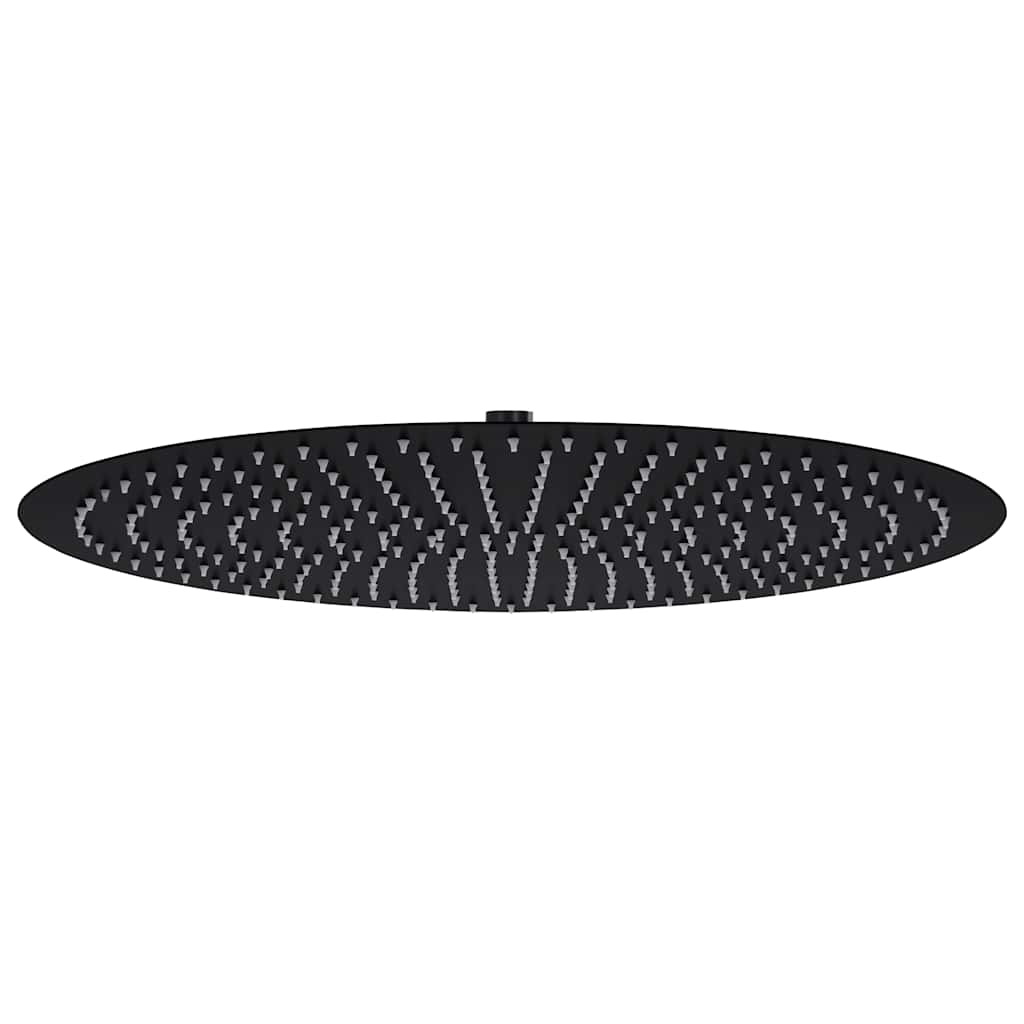 Cabezal de ducha efecto lluvia acero inox redondo negro 20 cm