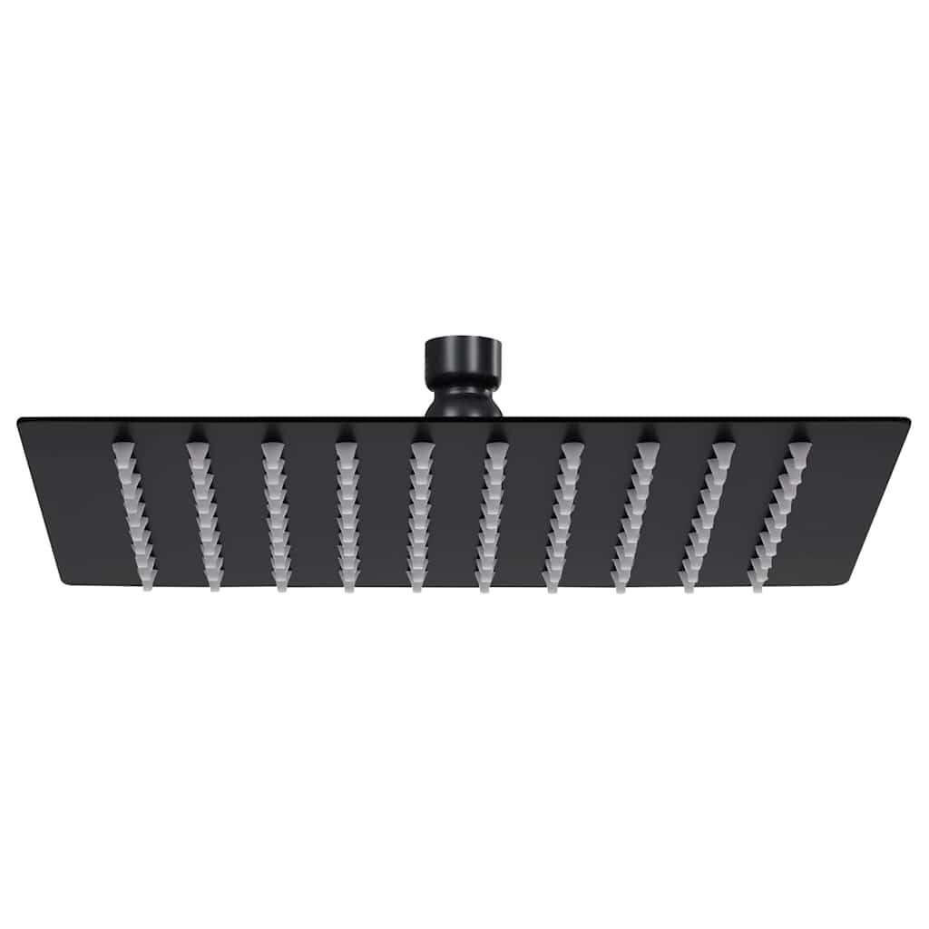 Cabezal de ducha efecto lluvia acero inox redondo negro 20 cm