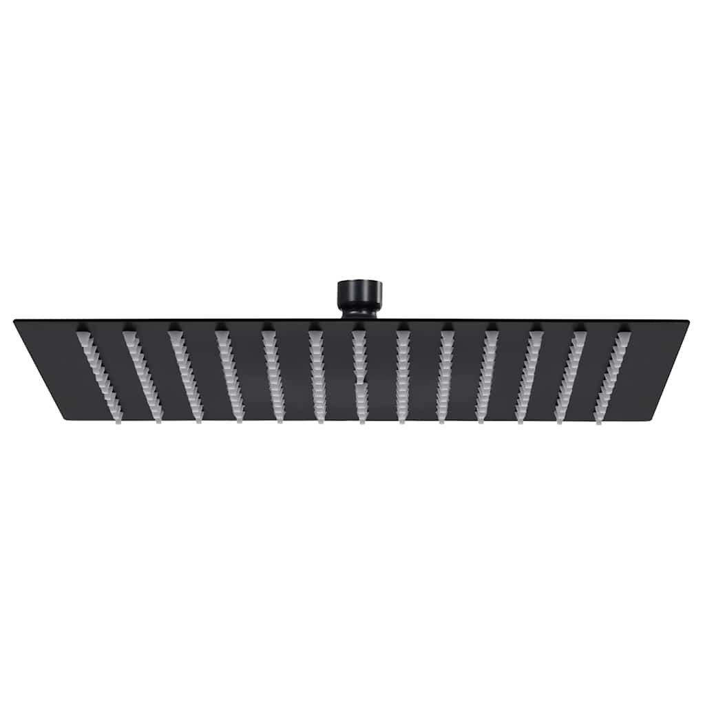 Cabezal de ducha efecto lluvia acero inox redondo negro 20 cm