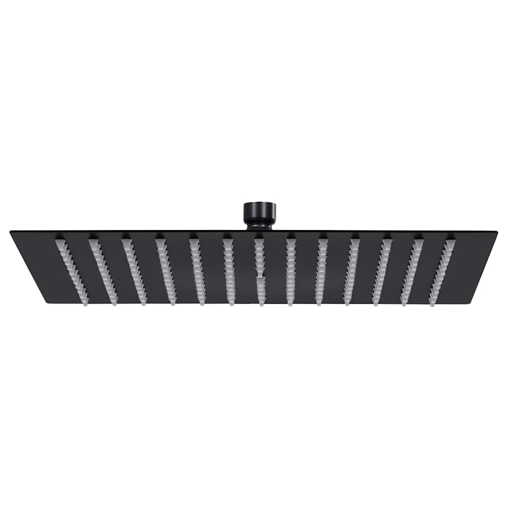 Cabezal de ducha efecto lluvia acero inox redondo negro 20 cm
