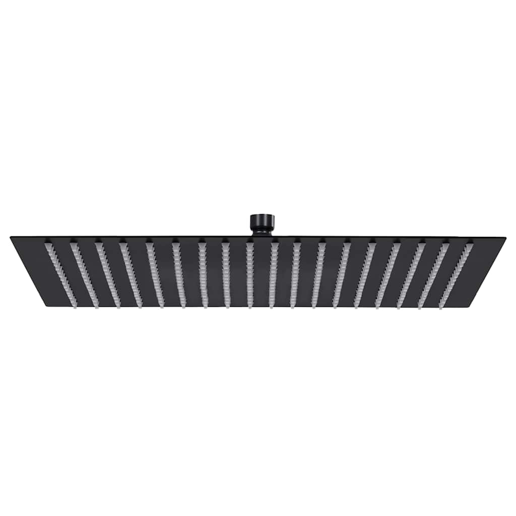 Cabezal de ducha efecto lluvia acero inox redondo negro 20 cm