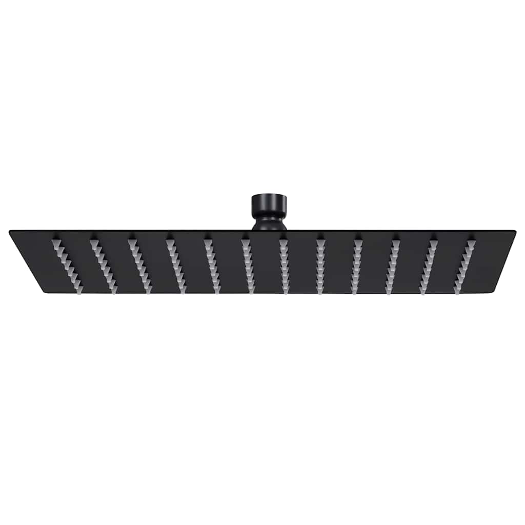 Cabezal de ducha efecto lluvia acero inox redondo negro 20 cm