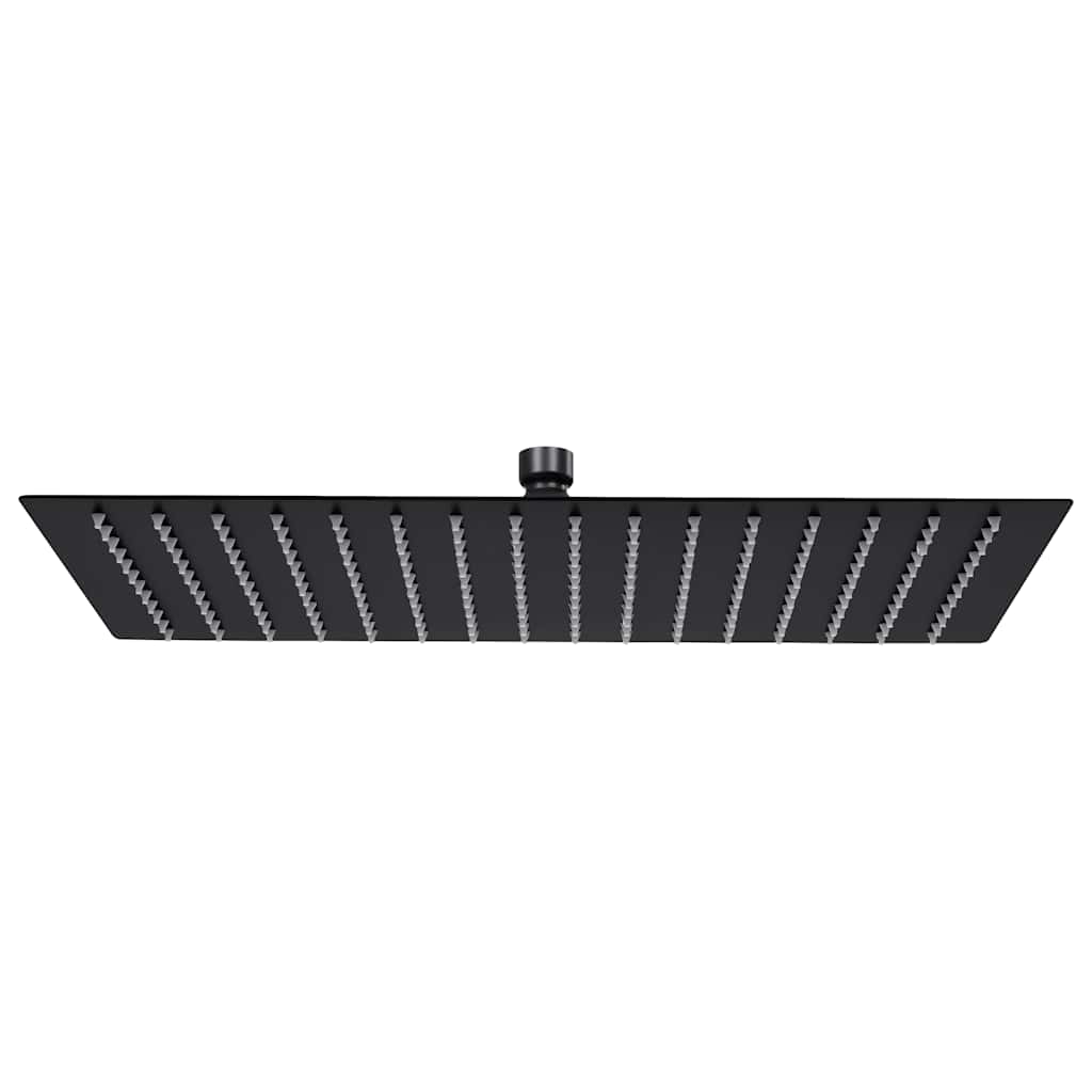 Cabezal de ducha efecto lluvia acero inox redondo negro 20 cm