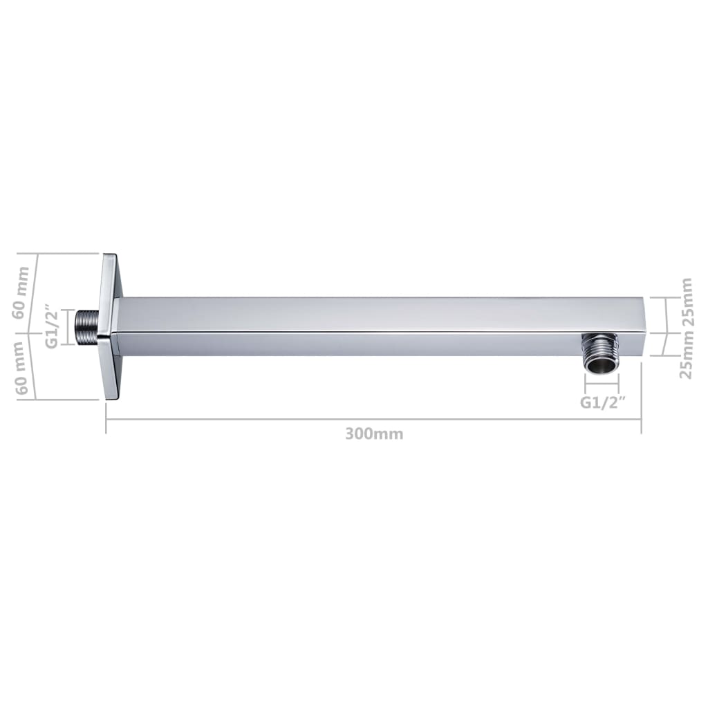 Barra de soporte ducha cuadrada acero inox 201 plateado 30 cm