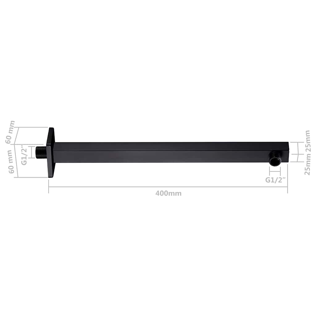 Barra de soporte ducha cuadrada acero inox 201 negro 40 cm