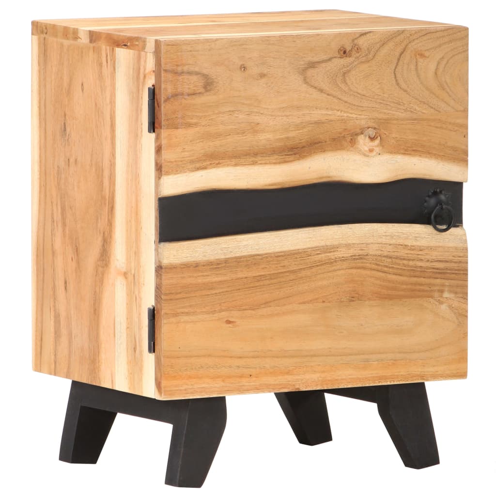 Mesita de noche de madera maciza de acacia 40x30x51 cm