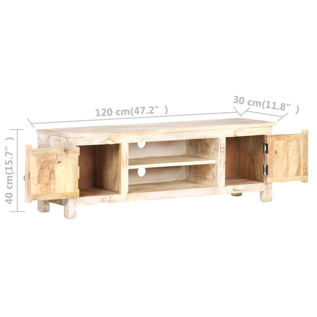 Mueble para TV de madera maciza de acacia rugosa 120x30x40 cm