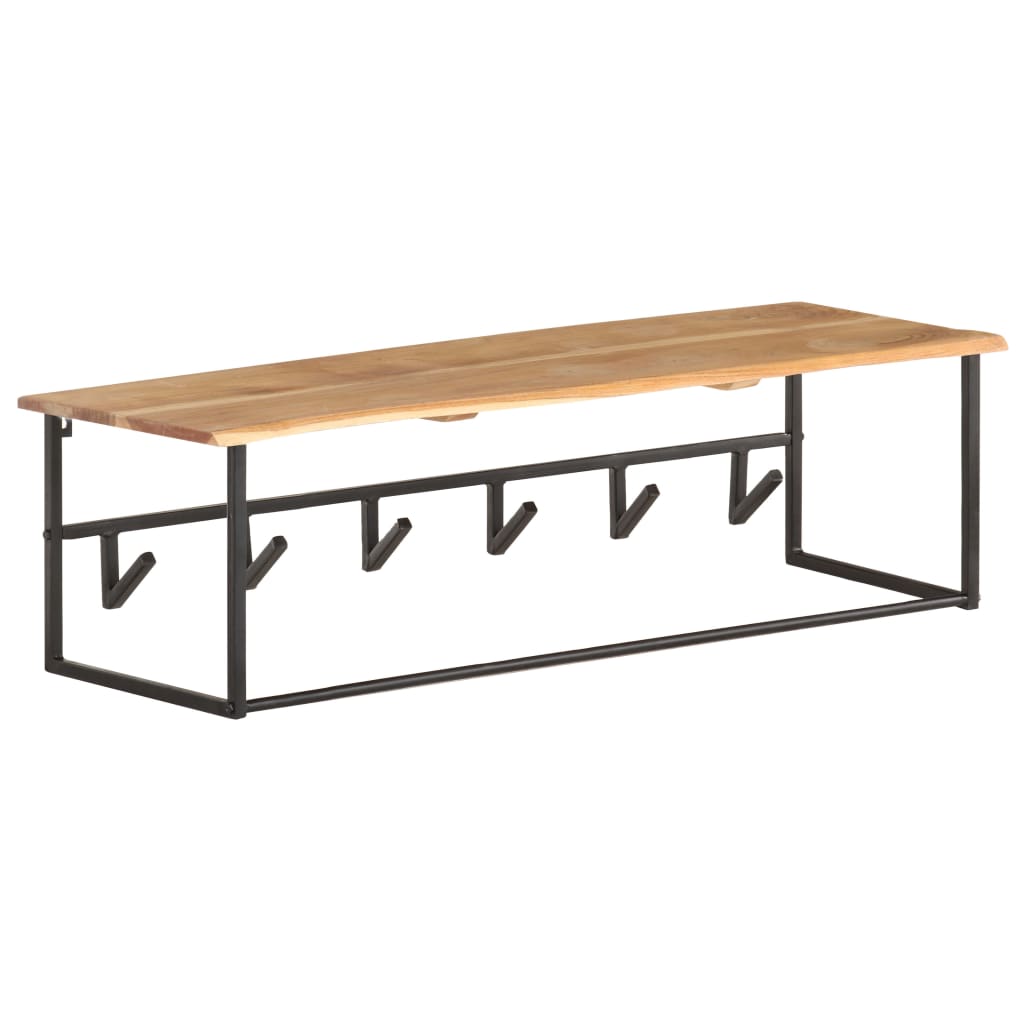 Perchero con borde natural madera maciza de acacia 100x34x38 cm