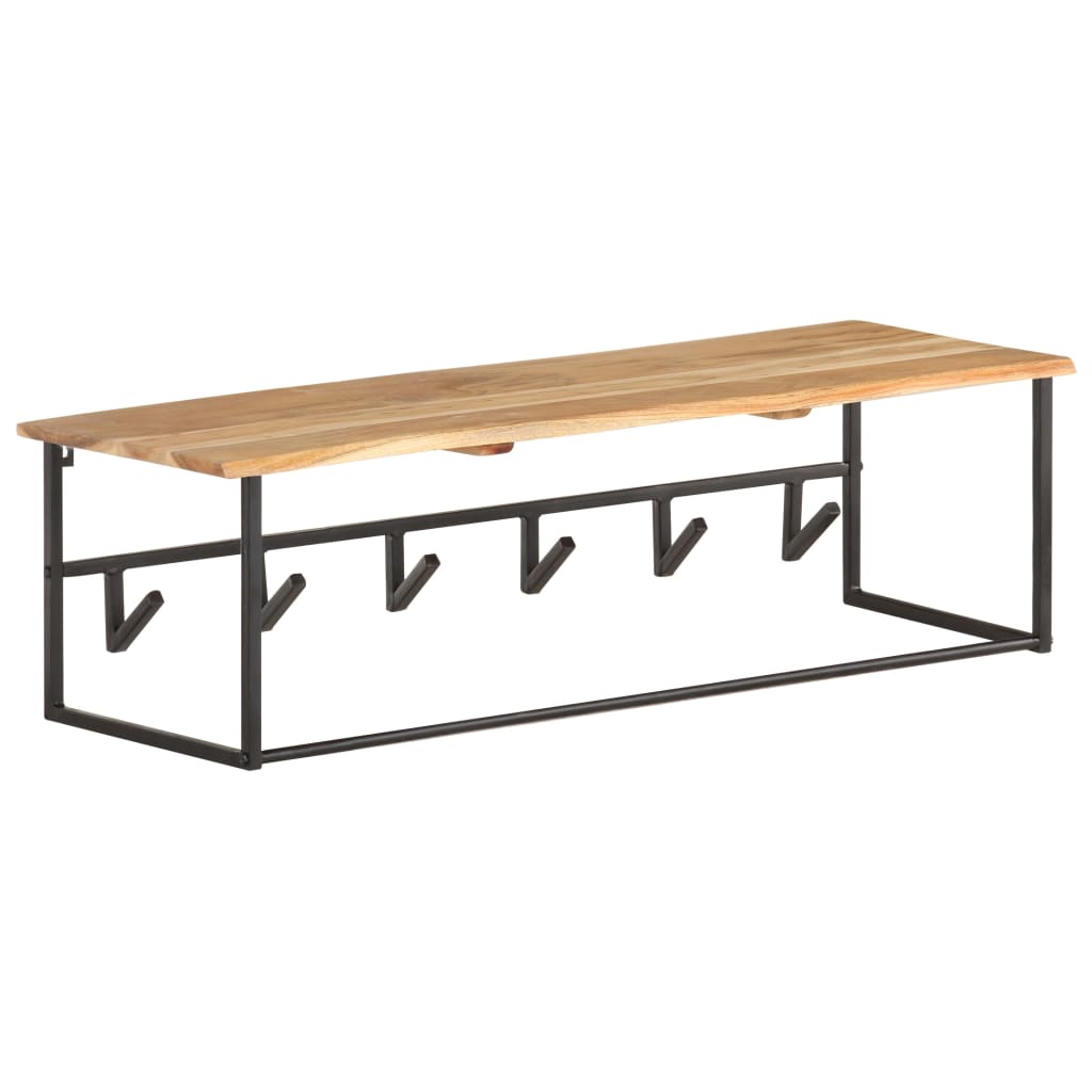 Perchero con borde natural madera maciza de acacia 100x34x38 cm