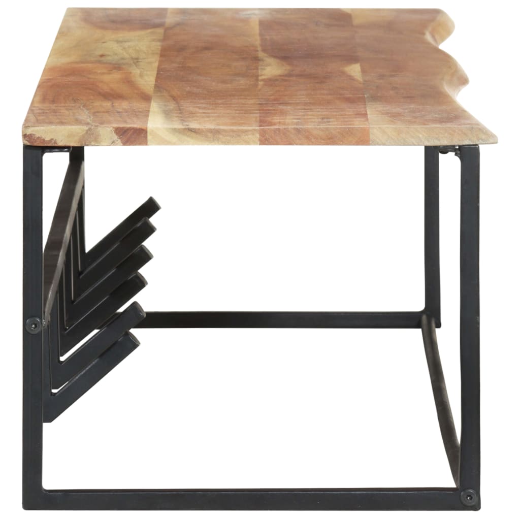 Perchero con borde natural madera maciza de acacia 100x34x38 cm