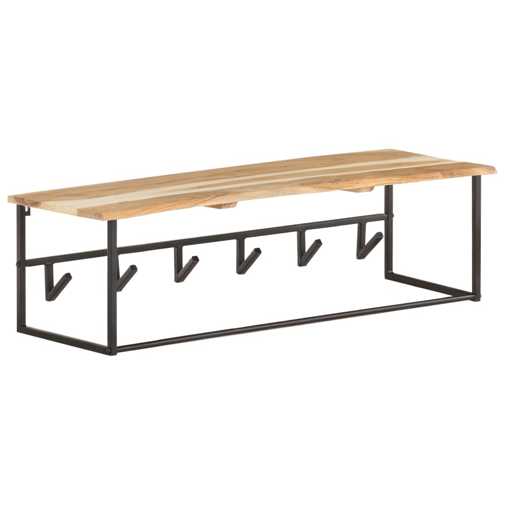 Perchero con borde natural madera maciza de acacia 100x34x38 cm