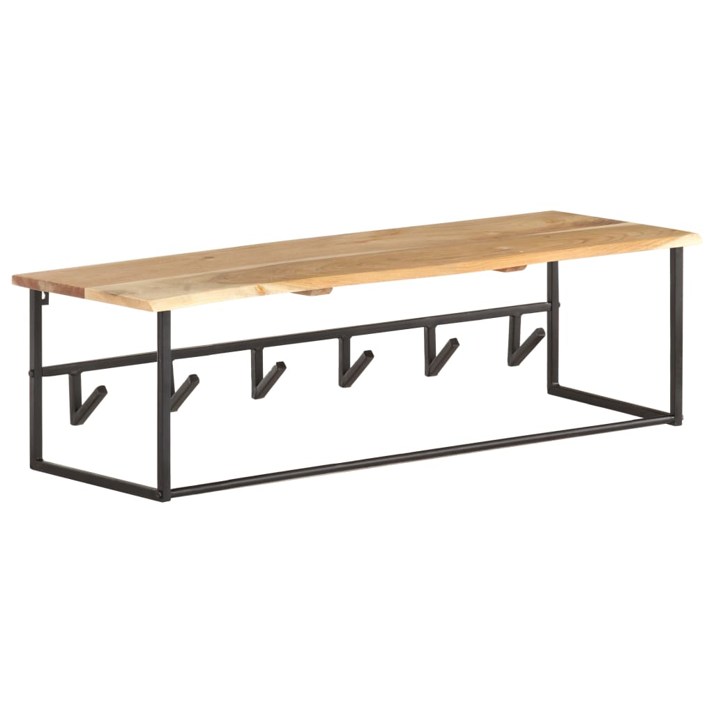 Perchero con borde natural madera maciza de acacia 100x34x38 cm