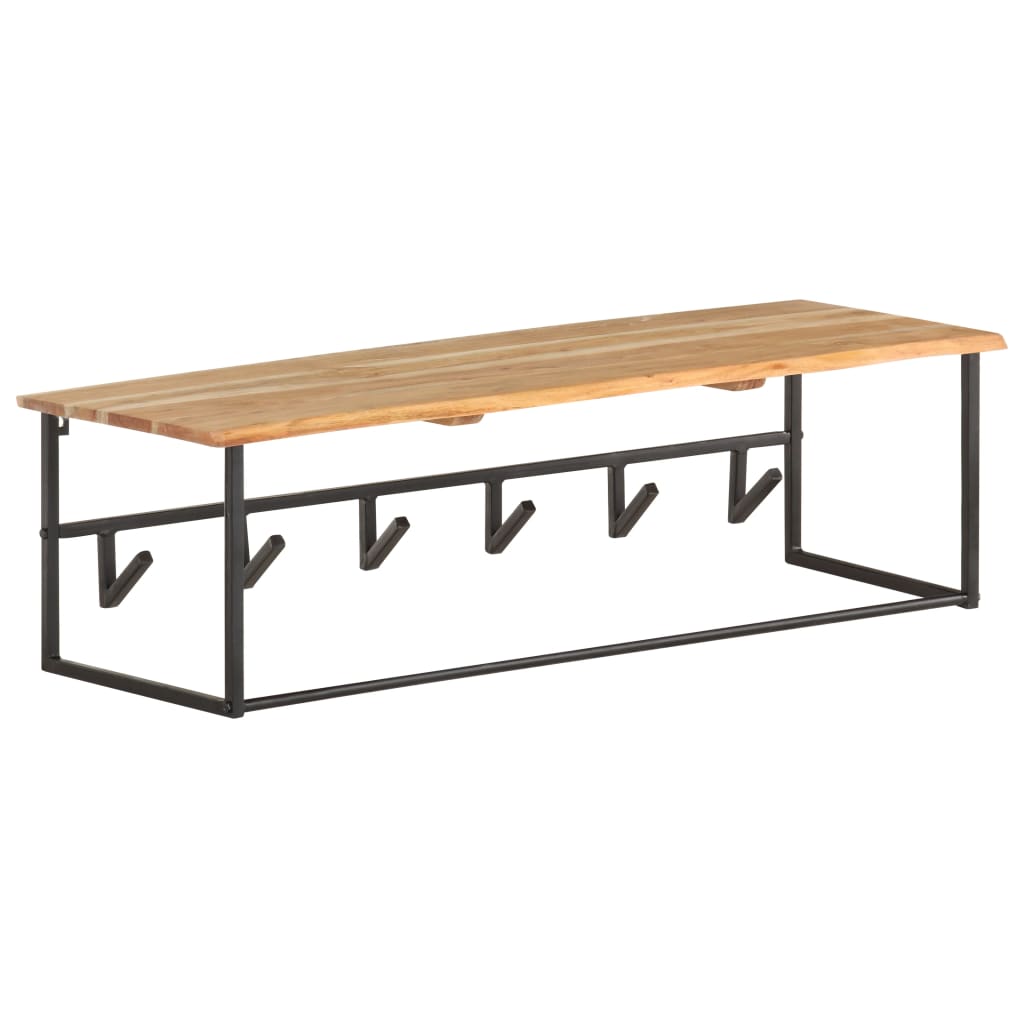 Perchero con borde natural madera maciza de acacia 100x34x38 cm