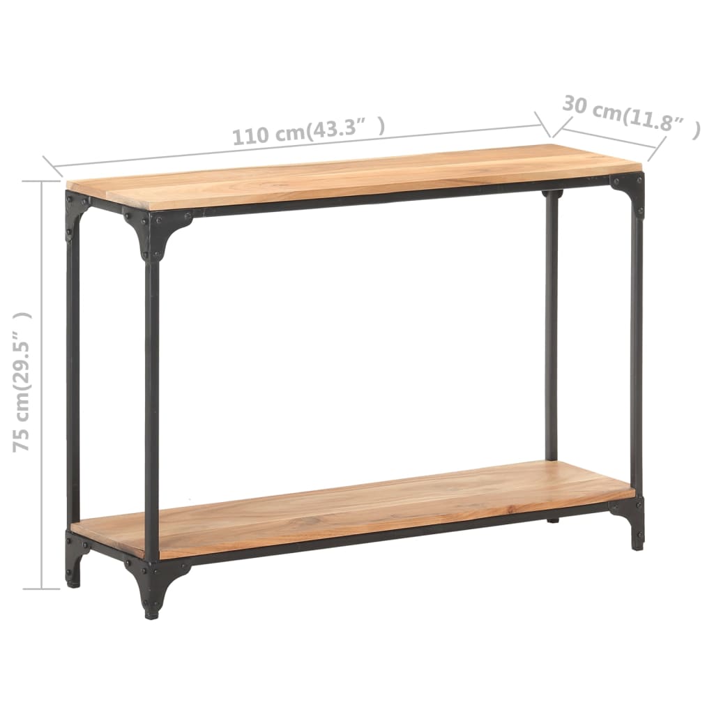 Mesa consola de madera maciza de acacia 110x30x75 cm