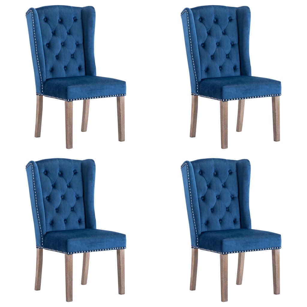 Silla de comedor de terciopelo azul