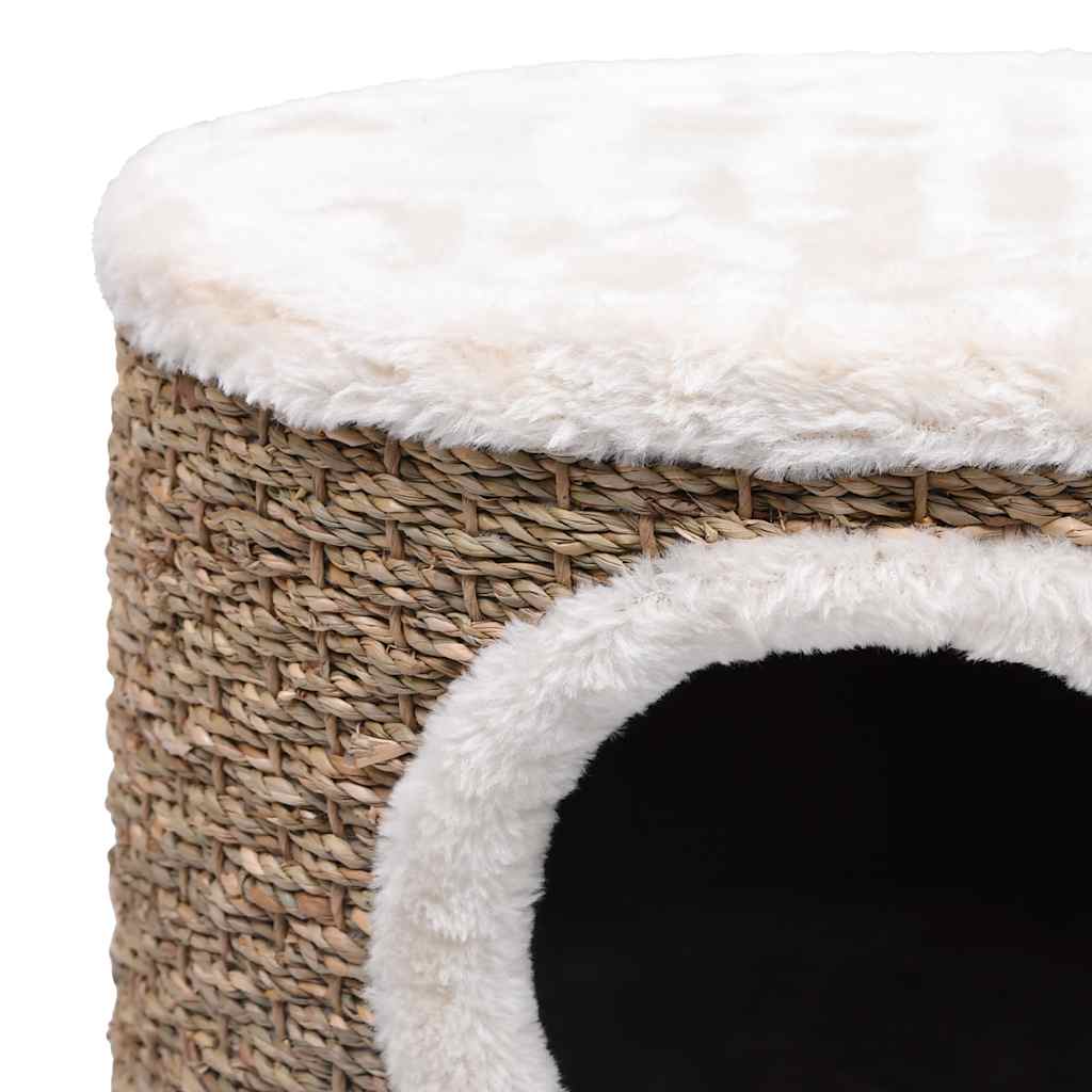 Casa para gatos con patas de madera 41 cm hierba marina