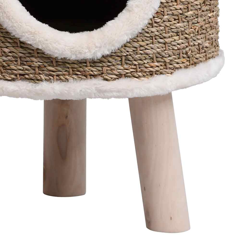 Casa para gatos con patas de madera 41 cm hierba marina