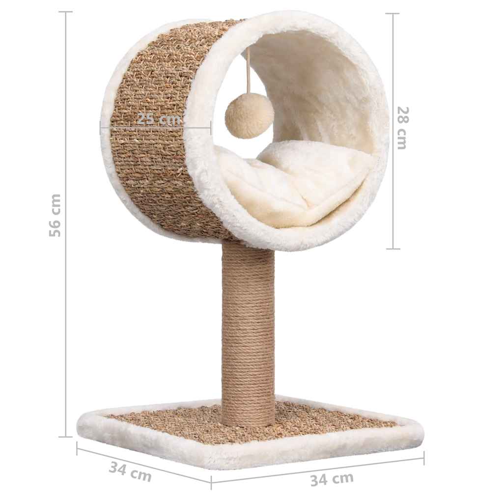 Árbol para gatos túnel superior y juguete hierba marina 56 cm