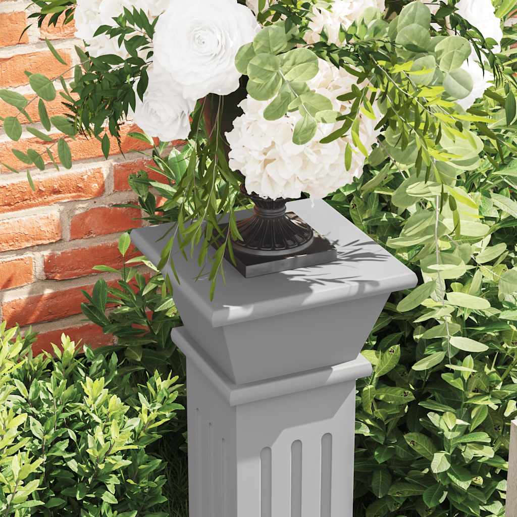 Soporte plantas pilar cuadrado clásico gris 17x17x66 cm MDF