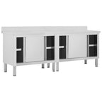Mesas de trabajo puertas correderas 2 ud acero 240x50x(95-97)cm