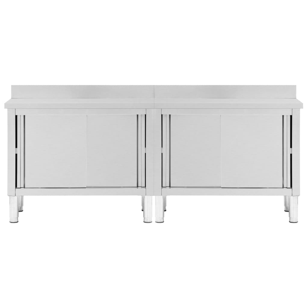 Mesas de trabajo puertas correderas 2 ud acero 240x50x(95-97)cm