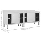 Mesas de trabajo puertas correderas 2 ud acero 240x50x(95-97)cm