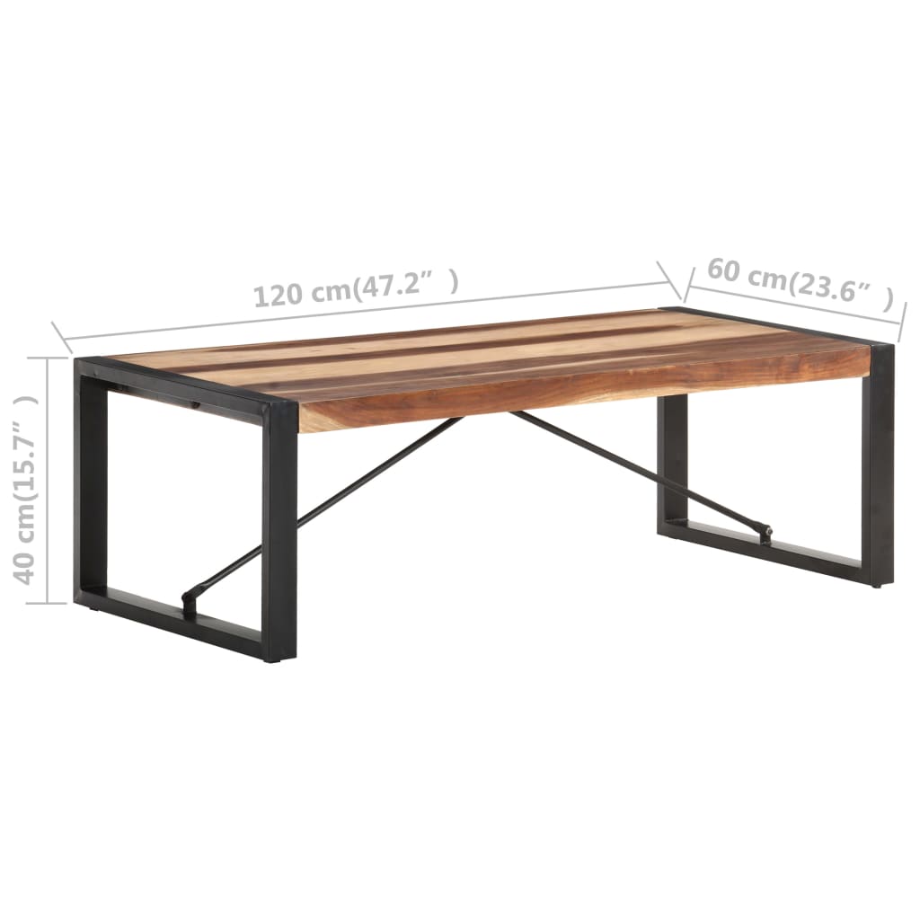 Mesa de centro de madera maciza 120x60x40 cm