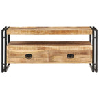 Mesa de centro de madera de mango rugosa 100x55x45 cm