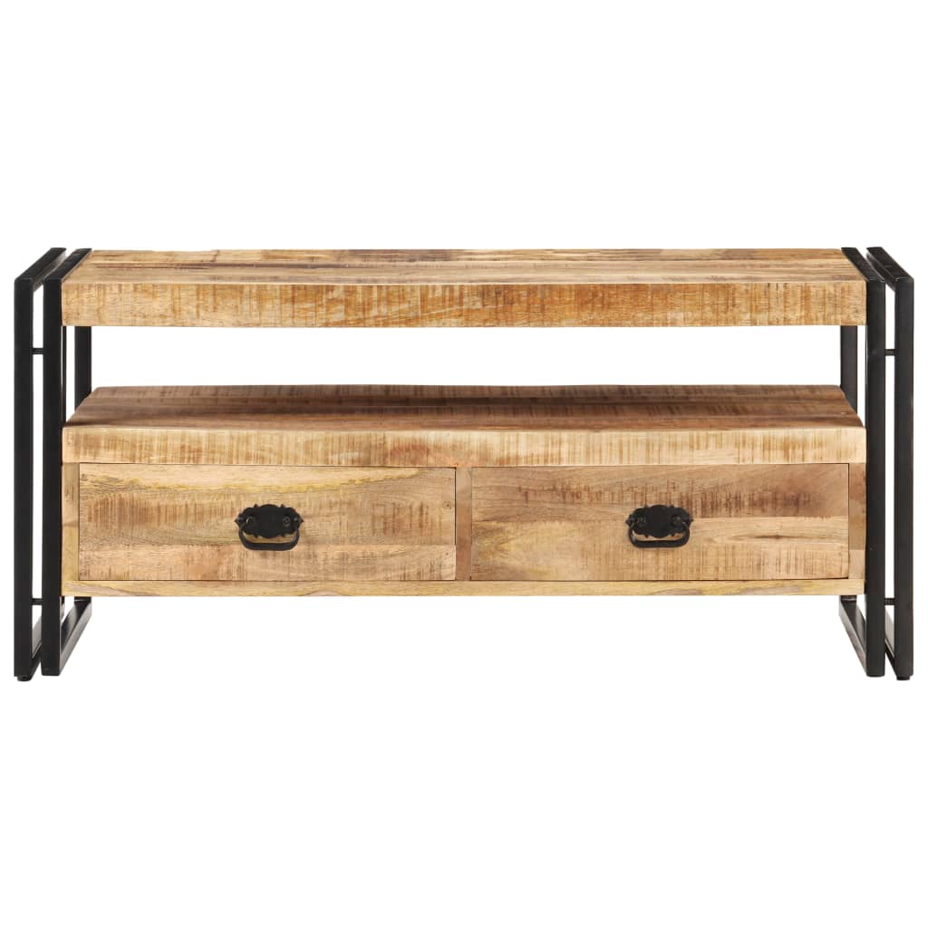 Mesa de centro de madera de mango rugosa 100x55x45 cm
