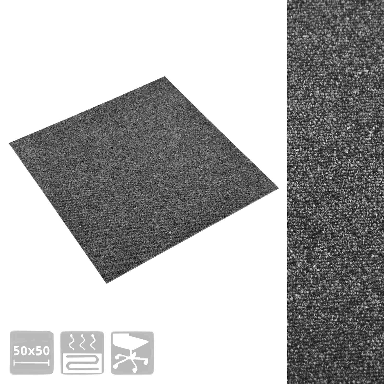 Alfombra 20 pcs Antracita 50 x 50 cm 100% Polipropileno