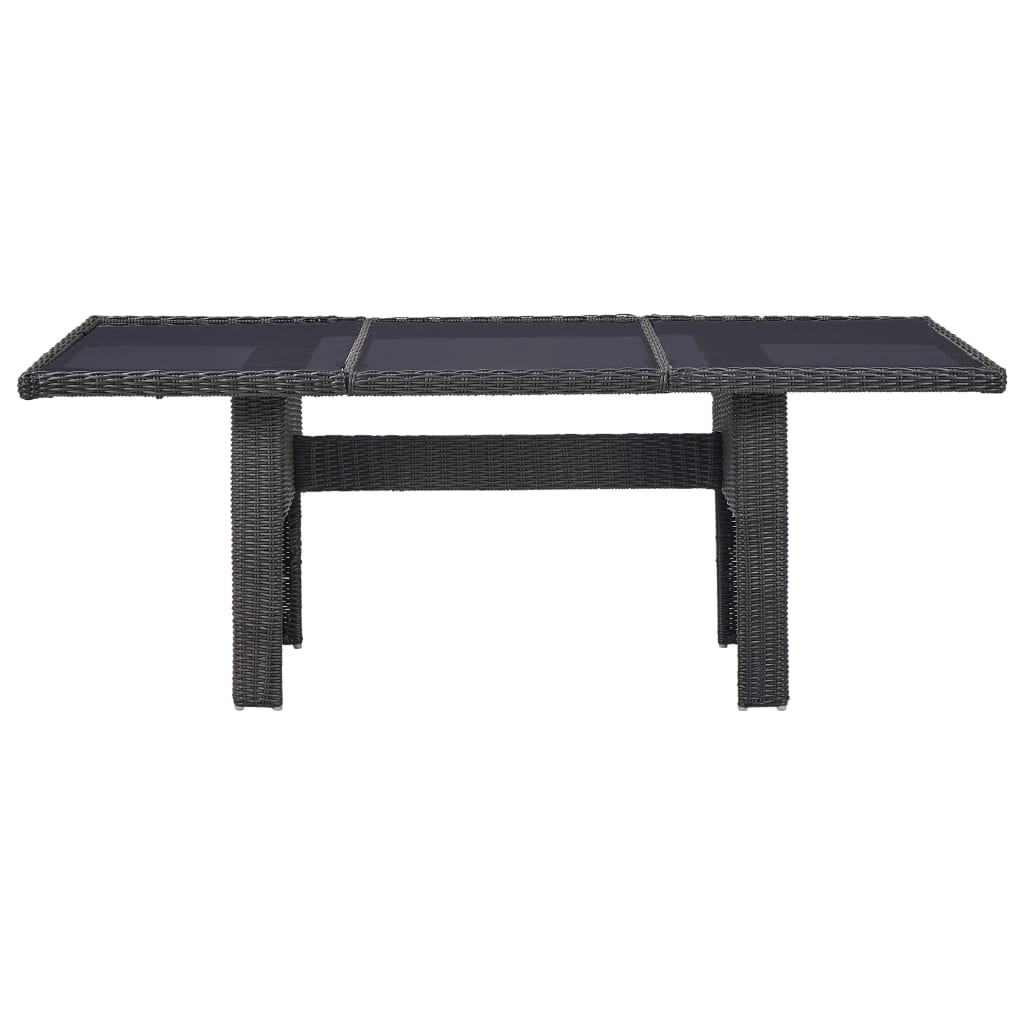 Mesa comedor jardín vidrio ratán sintético negro 200x100x74 cm