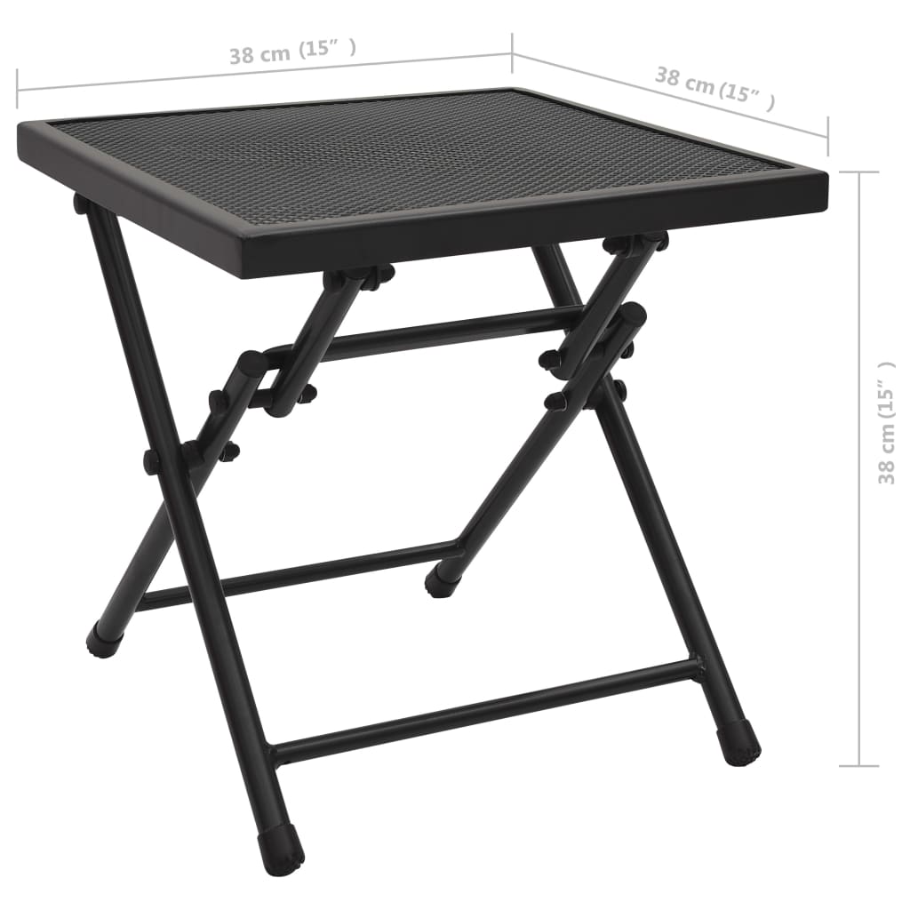 Anthracite steel mesh folding table 38x38x38 cm
