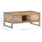 Mesa de centro de madera de mango rugosa 95x50x40 cm