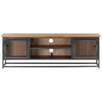 Mueble para TV madera maciza de acacia y acero gris 120x30x40cm