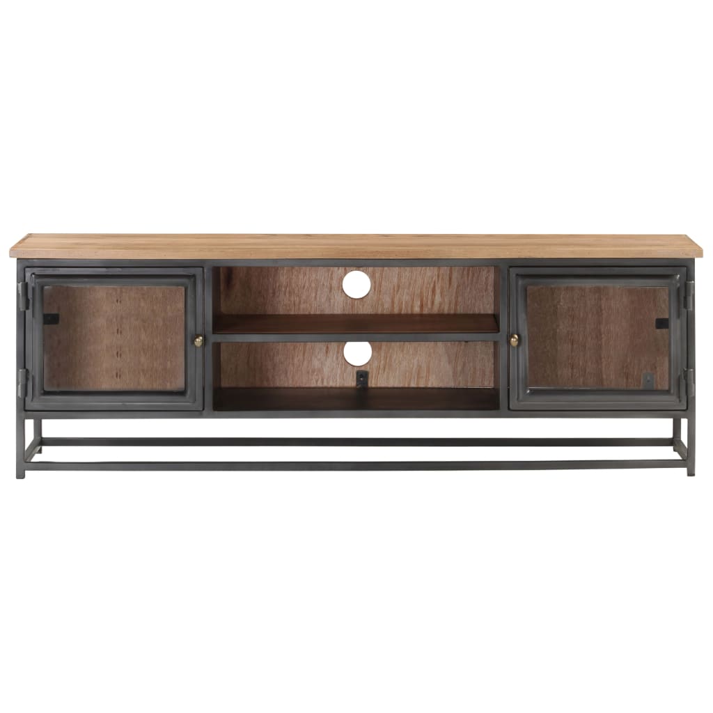 Mueble para TV madera maciza de acacia y acero gris 120x30x40cm