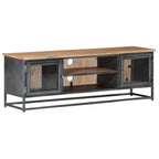 Mueble para TV madera maciza de acacia y acero gris 120x30x40cm