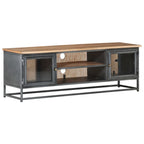 Mueble para TV madera maciza de acacia y acero gris 120x30x40cm