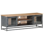 Mueble para TV madera maciza de acacia y acero gris 120x30x40cm