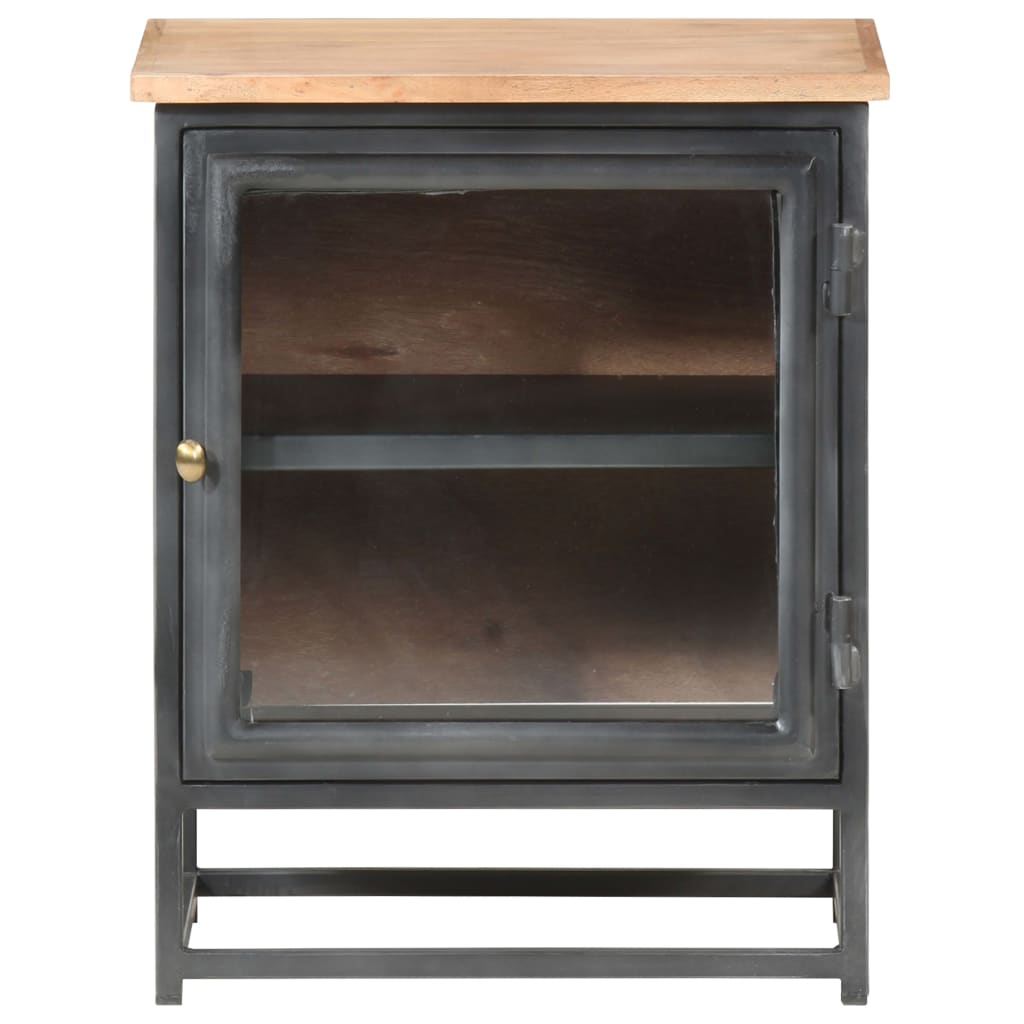 Mesita de noche de madera maciza de acacia gris 40x30x50 cm