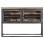 Aparador de madera maciza de acacia gris 100x30x70 cm